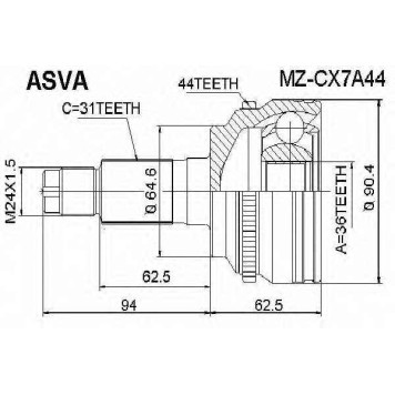 Шрус наружный 36x64.7x31 [12] <b>ASVA MZCX7A44</b>