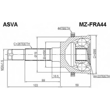 Шрус наружный 23X56X26 FRIENDEE 1997- AARF0A 4WD [12] <b>ASVA MZFRA44</b>