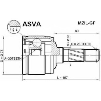 Шрус внутренний левый 30x35x28 [12] <b>ASVA MZILGF</b>