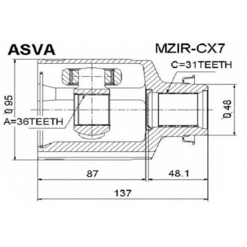 Шрус внутренний правый 36x48x29 [12] <b>ASVA MZIRCX7</b>
