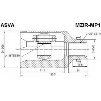 Шрус внутренний правый 35x43x28 <b>ASVA MZIRMP1</b>