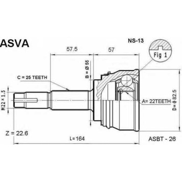 Шрус наружный 22x55x25 <b>ASVA NS13</b>