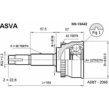 Шрус наружний 22x55x25 = HDK NI-13A42 [12] <b>ASVA NS13A42</b>
