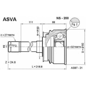 Шрус наружный 32X50X27 [12] <b>ASVA NS200</b>