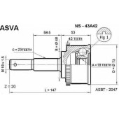 Шрус наружний 19x48x23) (гарантия 6 месяцев) [12] <b>ASVA NS43A42</b>