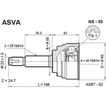 Шрус наружный 23X55X25 12 <b>ASVA NS55</b>