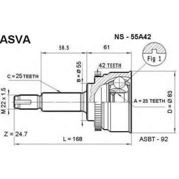Шрус наружный 23x55x25 [12] <b>ASVA NS55A42</b>