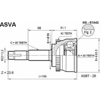 Шрус наружный 23x55x25 [12] <b>ASVA NS61A42</b>