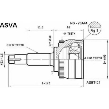 Шрус наружный 35X56X27 12 <b>ASVA NS70A44</b>