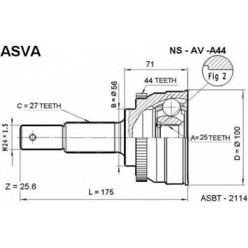 Шрус наружний NISSAN AVENIR W10 = HDK NI-45 [12] <b>ASVA NSAVA44</b>