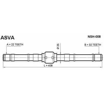 Полуось левая 22X408X32 NISSAN PRIMERA EURO P10 [12] <b>ASVA NSH008</b>