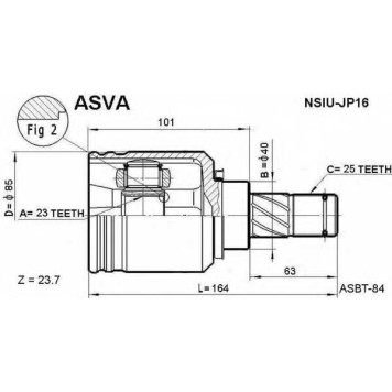 NSIU-JP16 (шрус внутренний 23x40x25 NISSAN JAPAN PRIMERA P10/P11 SUNNY B14 ALMERA N15 GA16) [12] <b>ASVA NSIUJP16</b>