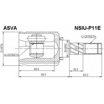 Шрус внутренний 23x40x25 12 <b>ASVA NSIUP11E</b>