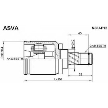 Шрус внутренний 23X40X24 [12] <b>ASVA NSIUP12</b>