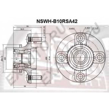 Ступица задняя с кольцом абс <b>ASVA NSWHB10RSA42</b>