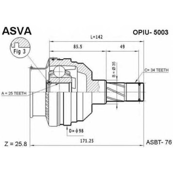 Шрус внутренний <b>ASVA OPIU-5003</b>