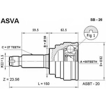 Шрус наружный 30x56x27 <b>ASVA SB26</b>