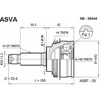 Шрус наружний 30x56x27 (IMPREZA GC8/GF8 4WD) , мин, остаток = 10,000 [12] <b>ASVA SB26A44</b>