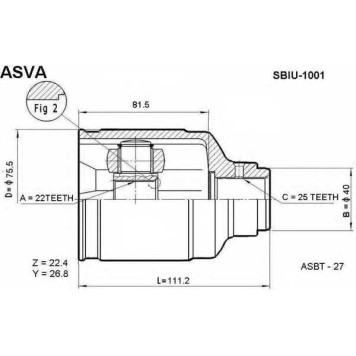 Шрус внутренний 22x40x25 SUBARU LEGACY B10 89-> [12] <b>ASVA SBIU1001</b>