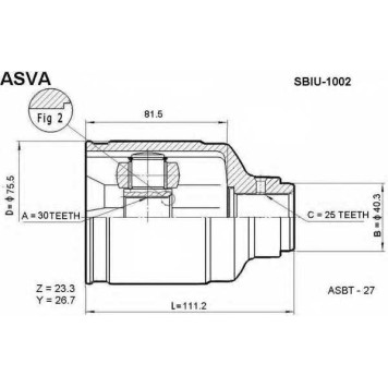 Шрус внутренний 30x39,7x25 (LEGASY B11 IMPRESA G10 FORESTER S10) [12] <b>ASVA SBIU1002</b>