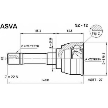 Шрус наружный 22x48x26 <b>ASVA SZ12</b>