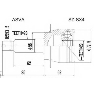 Шрус внешний | перед прав/лев | <b>ASVA SZ-SX4</b>