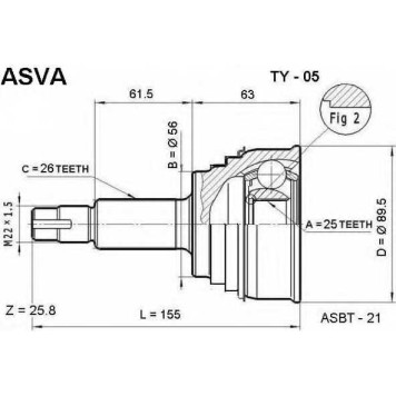 Шрус наружный 25X56X26 [12] <b>ASVA TY05</b>