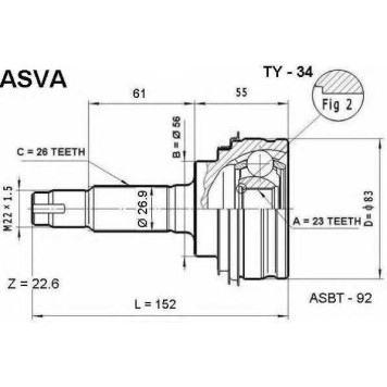 Шрус внешний <b>ASVA TY-34</b>