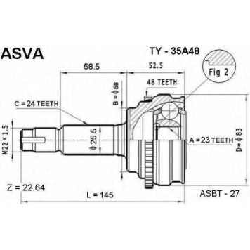 Шрус наружный 23x58x24 [12] <b>ASVA TY35A48</b>