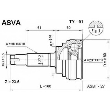 Снят с производства шрус внешний <b>ASVA TY-51</b>