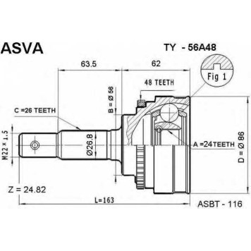 Шрус внешний <b>ASVA TY-56A48</b>