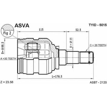 Шрус внутренний | лев | <b>ASVA TYID-5015</b>