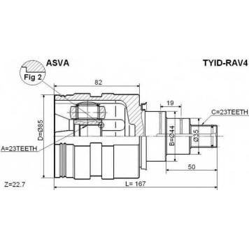 Шрус внутренний левый 23x44x23 [12] <b>ASVA TYIDRAV4</b>