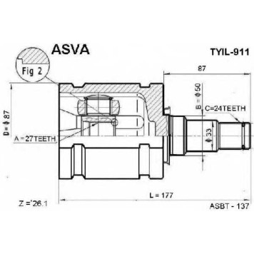 Шрус внутренний левый 27x50x24 12 <b>ASVA TYIL911</b>