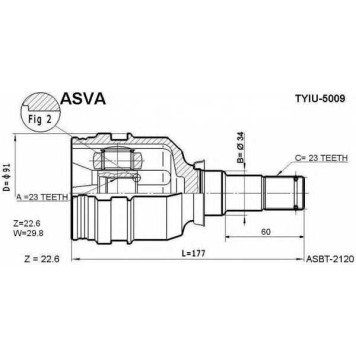 Шрус внутренний 23x34x23 TOYOTA COROLLA E9 /COROLLA II [12] <b>ASVA TYIU5009</b>