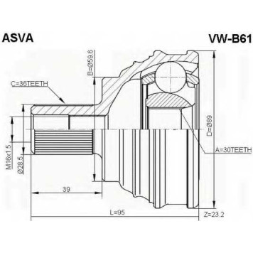 Шрус наружный 30x59,6x36_ 12' <b>ASVA VWB61</b>