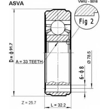 Снят с производства шрус внутренний <b>ASVA VWIU-5016</b>