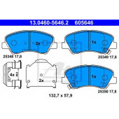 Колодки тормозные дисковые для HYUNDAI ACCENT(RB), i20(GB) / KIA RIO(UB) <b>ATE 13.0460-5646.2 / 605646</b>