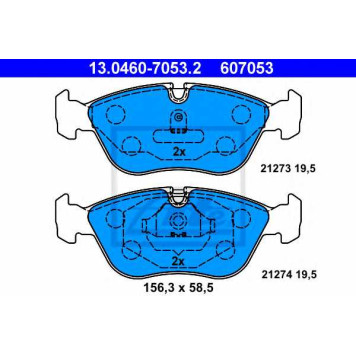 Колодки тормозные дисковые для VOLVO 850(LS,LW), C70, S70(LS), V70(LV) <b>ATE 13.0460-7053.2 / 607053</b>