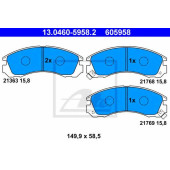 Колодки тормозные дисковые для CITROEN C-CROSSER / MITSUBISHI GALANT, L 200, L 400 / SPACE GEAR, L 400, LANCER, OUTLANDER, PAJERO, SPACE RUNNER, SPACE / PEUGEOT 4007 <b>ATE 13.0460-5958.2 / 605958</b>