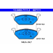 Колодки тормозные дисковые для AUDI A1, A3 / SKODA CITIGO, FABIA, OCTAVIA, RAPID, ROOMSTER / VW BEETLE, BORA, FOX, GOLF, JETTA, LOAD UP, NEW BEETLE, POLO, UP <b>ATE 13.0460-7111.2 / 607111</b>