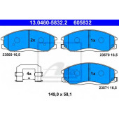 Колодки тормозные дисковые для HYUNDAI H-1, HIGHWAY, SANTA FE(SM), TRAJET(FO) <b>ATE 13.0460-5832.2 / 605832</b>