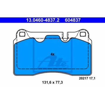 Колодки тормозные дисковые для LAND ROVER RANGE ROVER(LM,LS) <b>ATE 13.0460-4837.2 / 604837</b>