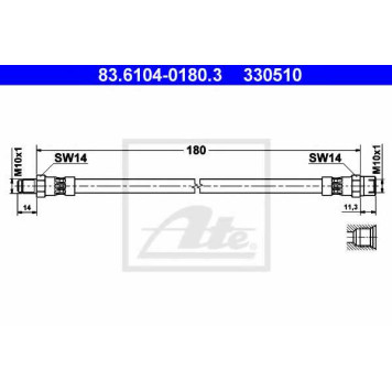 Тормозной шланг ATE 330510 / 83.6104-0180.3