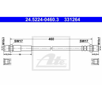 Тормозной шланг ATE 331264 / 24.5224-0460.3