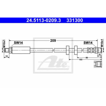 Тормозной шланг ATE 331300 / 24.5113-0209.3