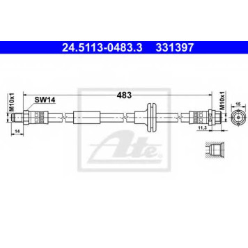 Тормозной шланг ATE 331397 / 24.5113-0483.3
