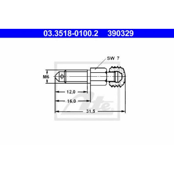 Болт воздушного клапана / вентиль ATE 390329 / 03.3518-0100.2