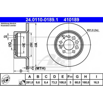 Тормозной диск ATE 410189 / 24.0110-0189.1