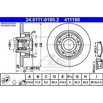 Тормозной диск ATE 411180 / 24.0111-0180.2